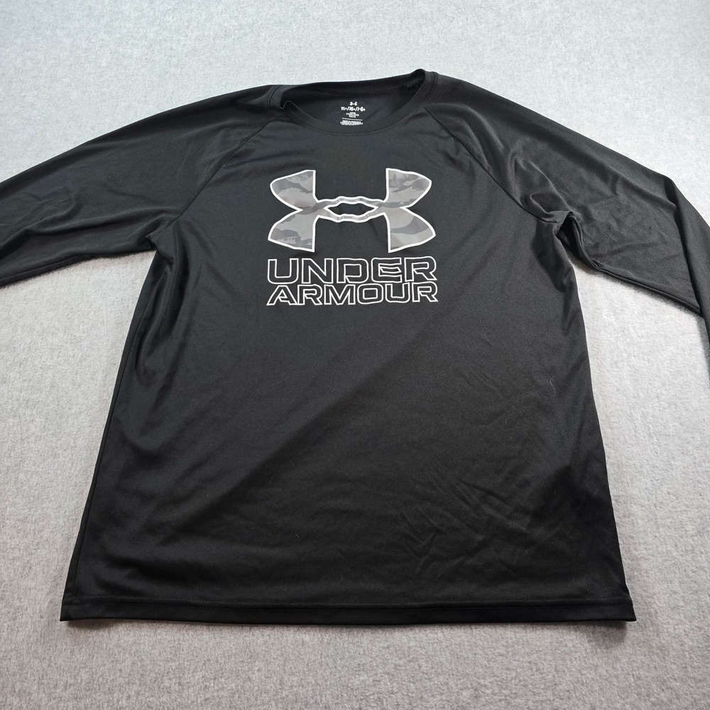 Under Armour Black Long Sleeve Logo T Shirt Youth Large YL JG
